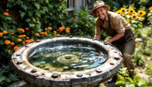 ein erfahrener gärtner erklärt, wie ein gewöhnliches autoteil ganz einfach in eine perfekte vogeltränke verwandelt wird – praktische tipps für naturliebhaber und vogelfreunde.